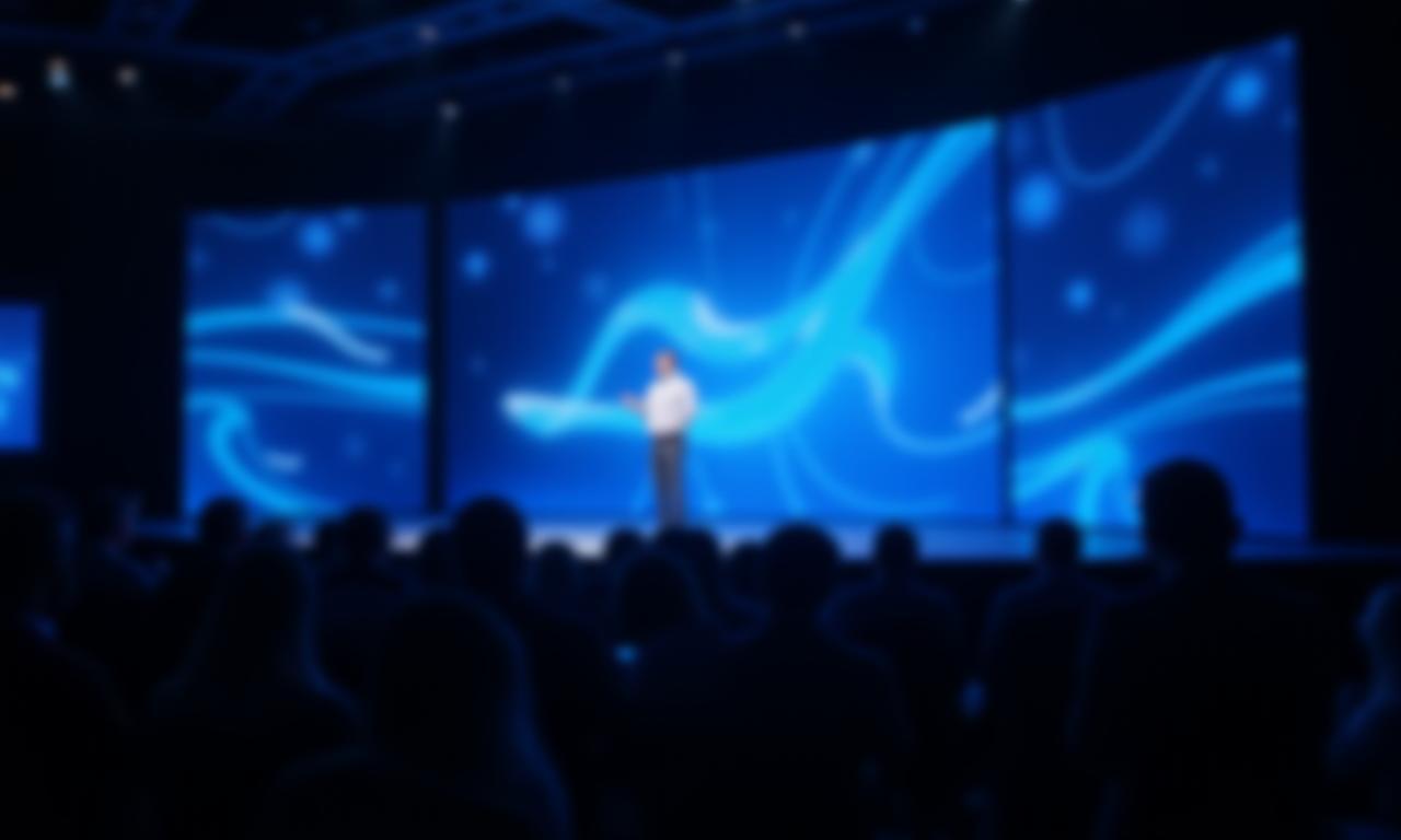 A new tech product being unveiled on stage at a launch event, highlighting Shinrai's expertise in impactful product rollouts.